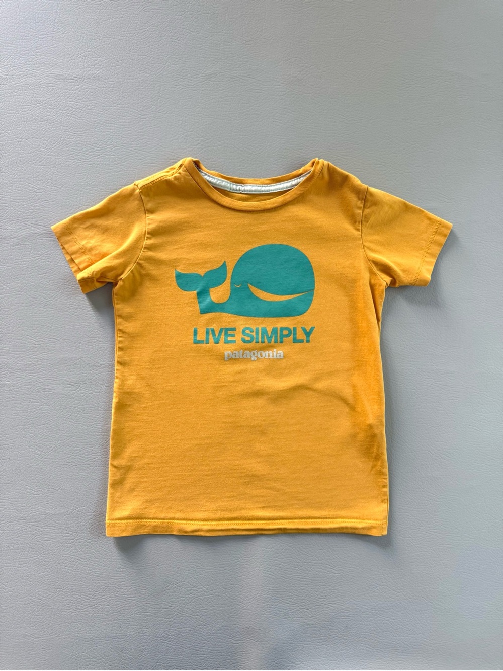 Patagonia Baby Whale Live Simply Yellow T-Shirt size 5T  - Stain on back